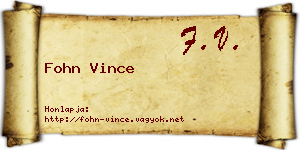 Fohn Vince névjegykártya